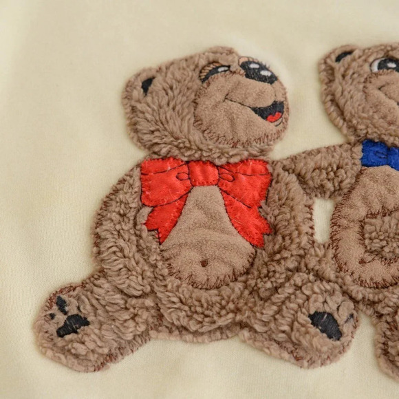 Tsk..Tsk Butter Yellow Pastel  with 2 Fuzzy Bears Crewneck Sweater - Picture 13 of 15